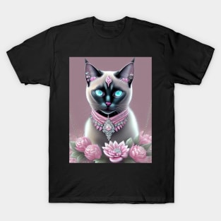 Glowing Siamese Cat and Gemstones T-Shirt